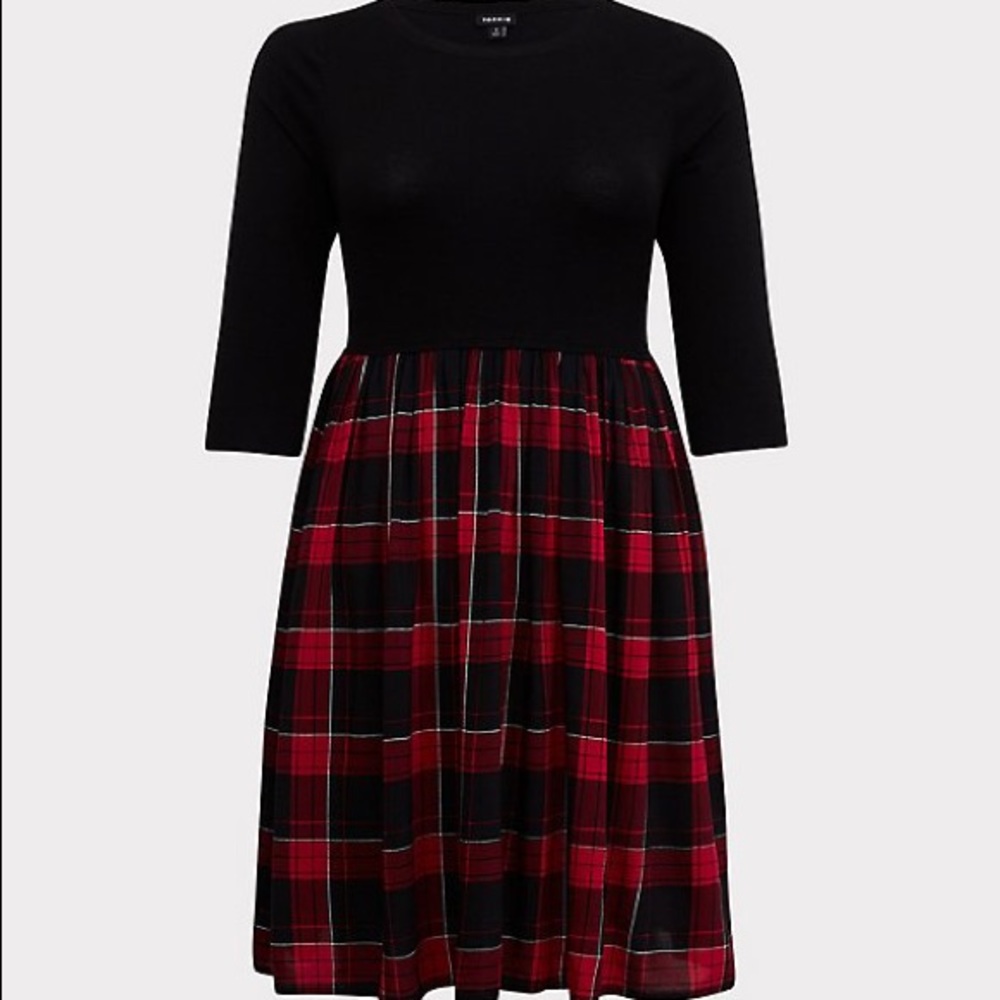 torrid Black Top Red Plaid Skirt Dress